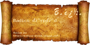 Badics Árpád névjegykártya